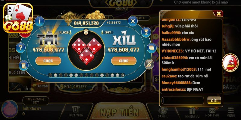 Tài xỉu Go88 - Chiến thuật đánh hốt bạc từ cổng game